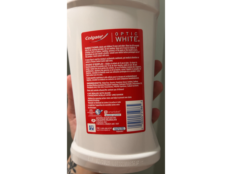 Colgate Optic White Mouthwash, Icy Fresh Mint, 946 mL