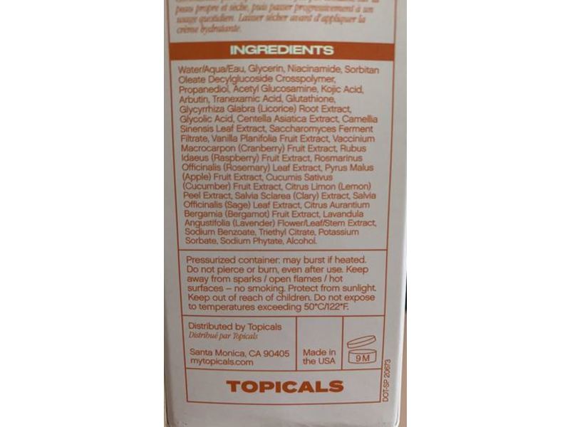 Topicals Faded Brightening & Clearing Mist, 3.4 fl oz/100 mL