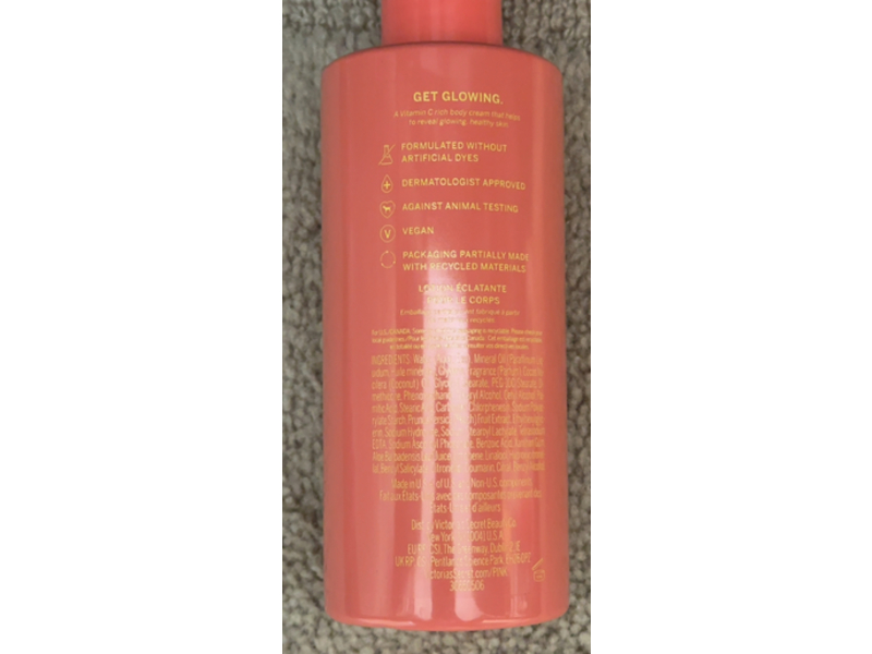 Victoria's Secret Peach Pink Glow Boosting Body Lotion, Vitamin C + Peach Extract, 12 fl oz/355 mL