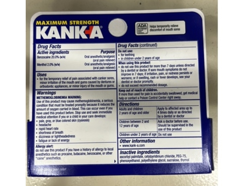 Kank-A Triple Action Maximum Strength Canker Sore Gel, 0.42 oz/11.9 g