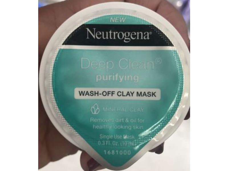 Neutrogena Deep Clean Purifying Wash-Off Clay Mask, Mineral Clay, 0.3 fl oz/10 mL, Pack Of 12