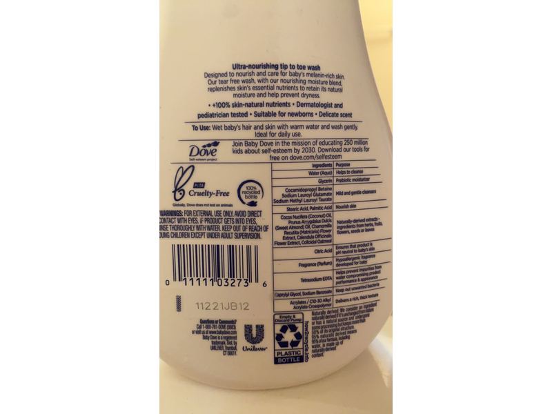 Baby Dove Hypoallergenic Wash, Sensitive Skin Care, Melanin-Rich, 13 fl oz/384 mL