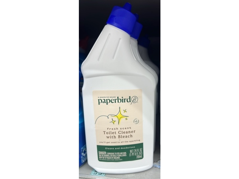 Paperbird Toilet Cleaner With Bleach, Fresh Scent, 24 fl oz/709 mL