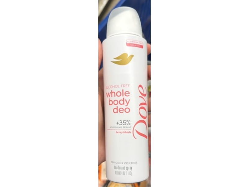 Dove Whole Body Deodorant Spray, Berry Blush, 4 oz/113 g