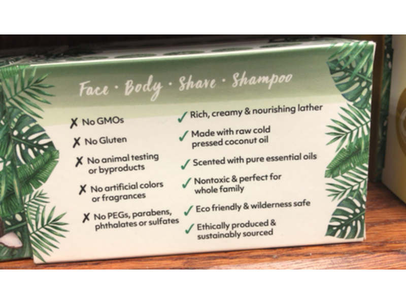 Organic Fiji Coco Face & Body Soap, Tea Tree & Spearmint, 7 oz/198 g, Pack Of 2