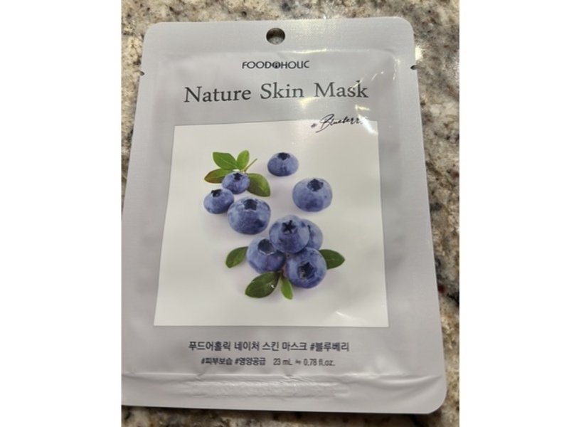 Foodaholic Nature Skin Mask, Blueberry, 0.78 fl oz/23 mL