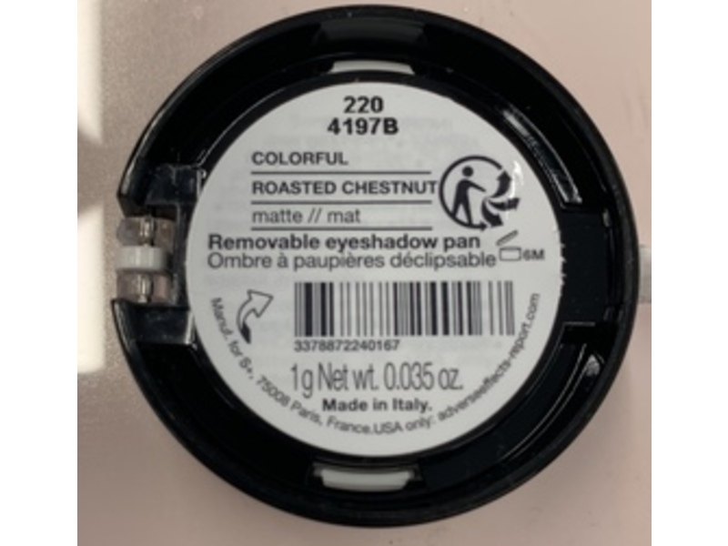 Sephora Colorful Removable Eyeshadow Pan, 220 Roasted Chestnut, 0.035 oz/1 g