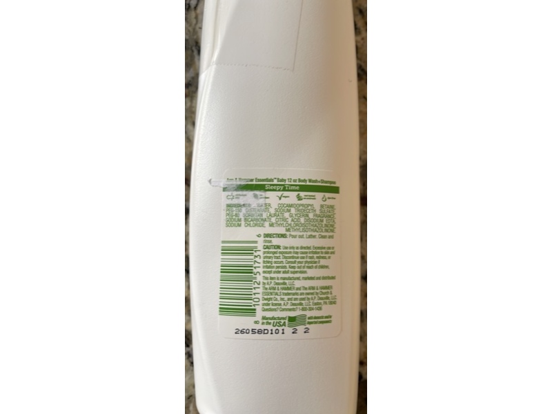 Arm & Hammer Essentials Baby Body Wash & Shampoo, Baking Soda, Sleepy Time, 12 fl oz/355 mL