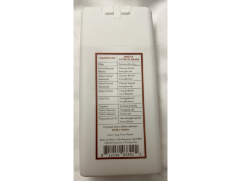 Native Moisturizing Shampoo, Coconut & Vanilla, 3 fl oz/88 mL