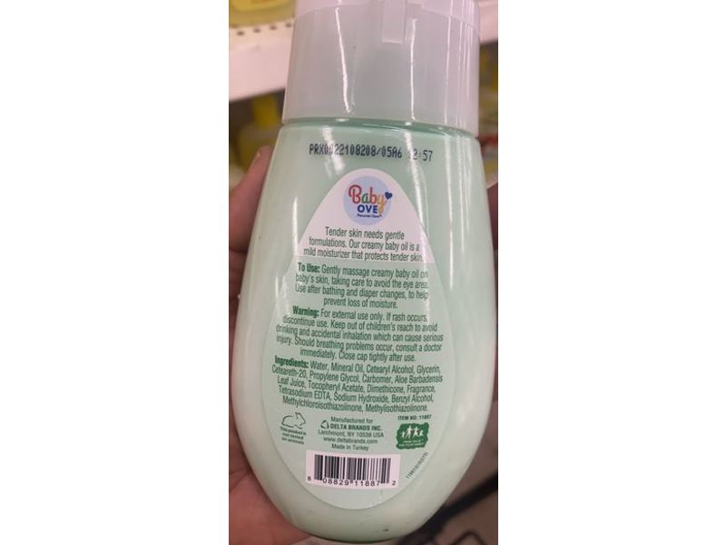 Baby Love By Personal Care Moisturizing Creamy Baby Oil, Aloe & Vitamin E, 8 fl oz/236 mL