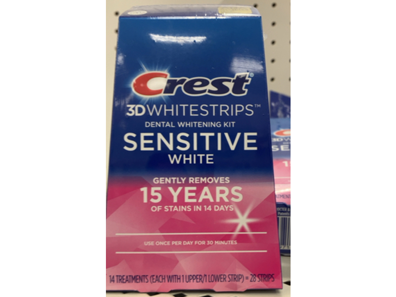 Crest 3D Whitestrips Dental Whitening Gently Remove, Sensitive White, 28 Strips