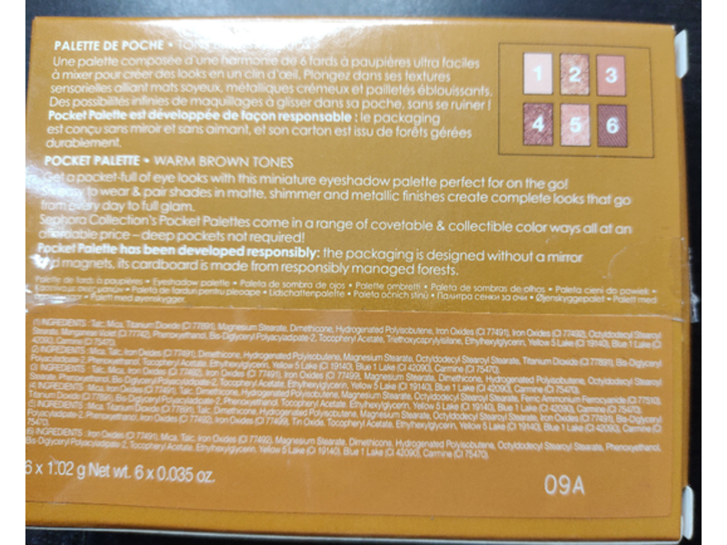 Sephora Collection Mini Pocket Eye Shadow Palette, Warm Brown, 0.035 oz/1.02 g