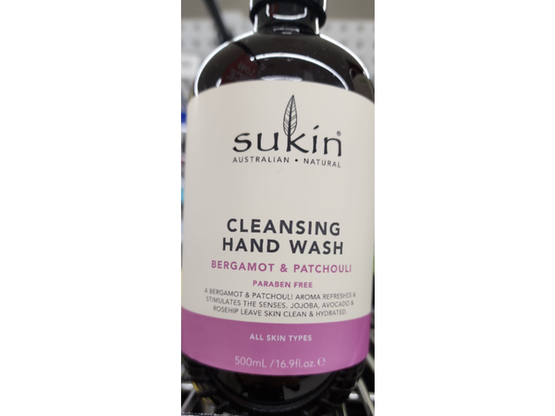 Sukin Naturals Cleansing Hand Wash, Bergamot & Patchouli, 16.9 fl oz/500 mL
