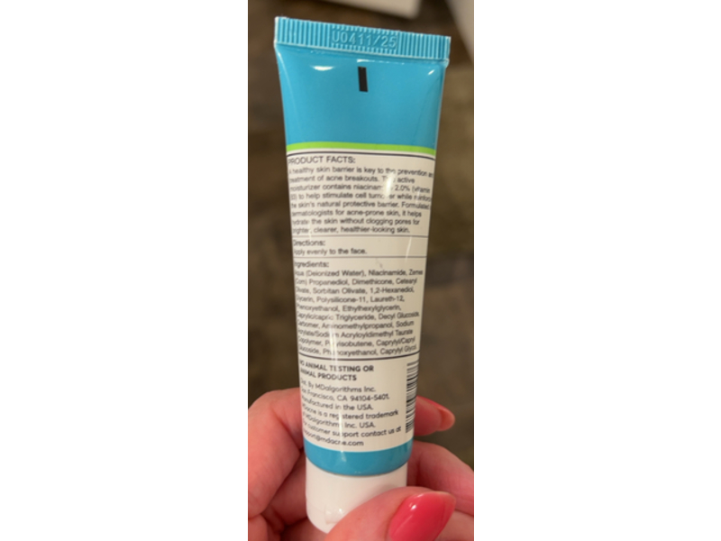 Mdacne Customized Active Moisturizer, 2.0% Niacinamide, 1 oz/30 mL