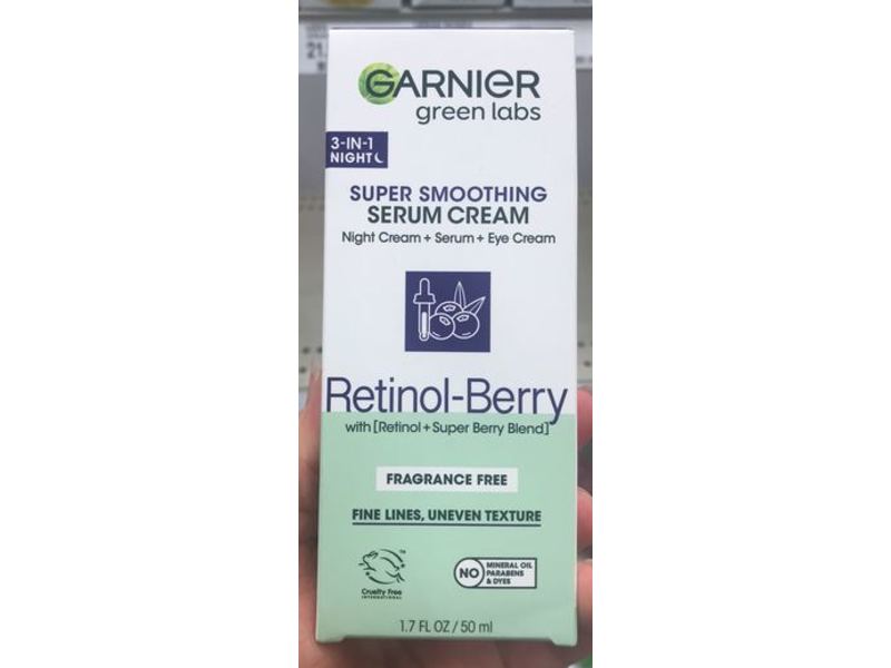 Garnier Super Smoothing Serum Cream, Retinol-Berry, 1.7 fl oz/50 mL
