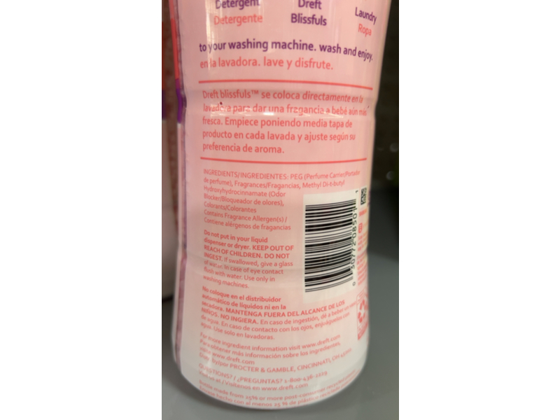 Dreft Blissfuls In-Wash Scent Booster, Baby Fresh Scent, 18.2 oz/515 g