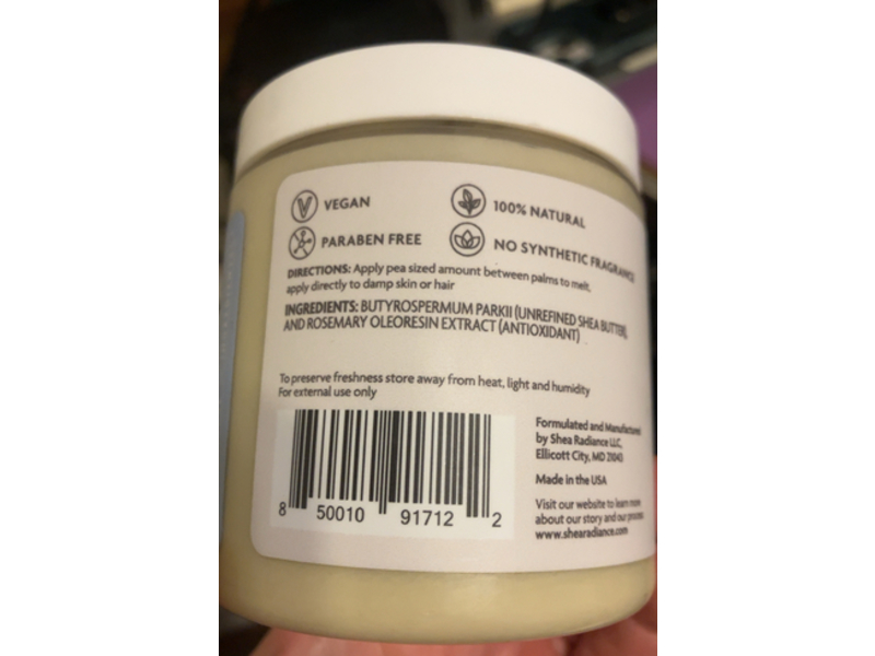 Shea Radiance P.U.R.E Raw Shea Butter, Unscented, 8 oz