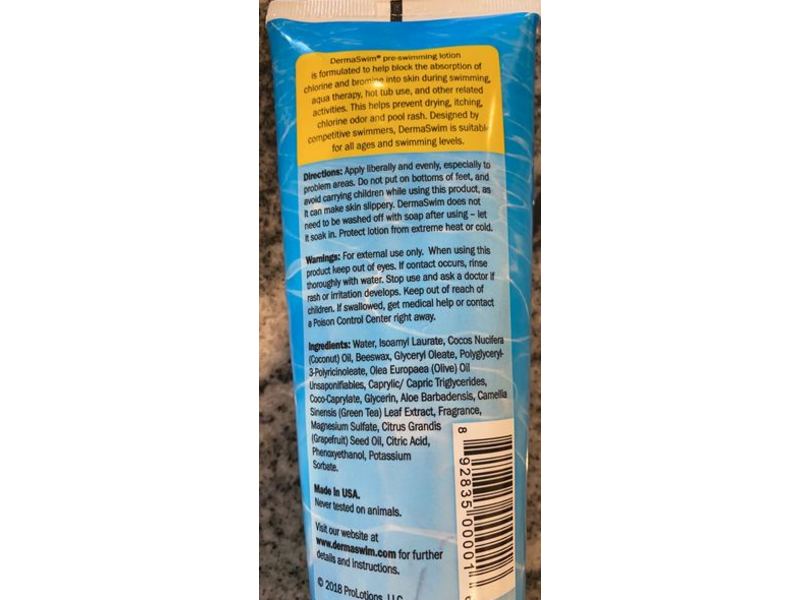 DermaSwim Pre-Swimming Lotion, Natural, 8 fl oz/236 mL