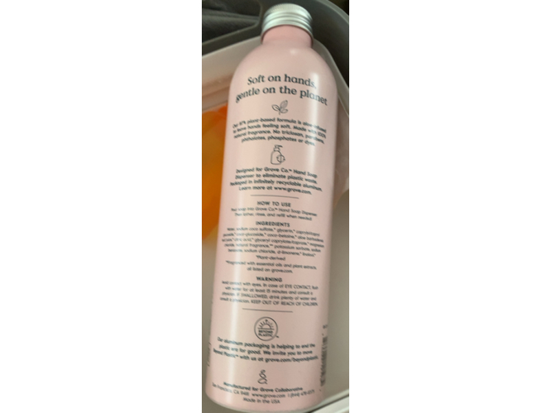 Grove Co. Gel Hand Wash, Pink Grapefruit & Raspberry, 13 fl oz/384 mL