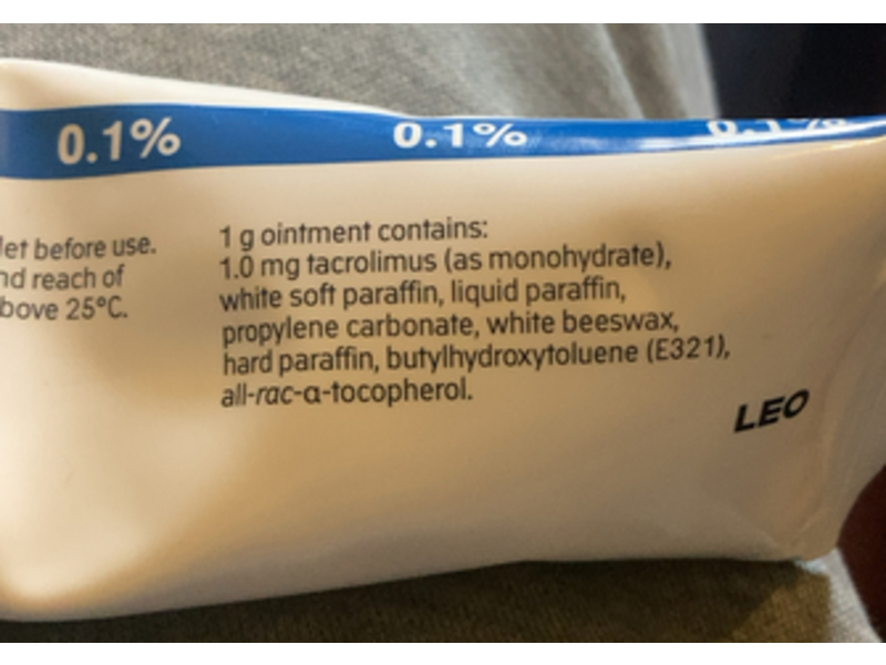 Protopic (tacrolimus monohydrate) 0.1% Ointment, 60 g, Leo Pharma (Rx)