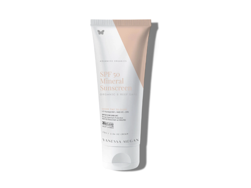 Vanessa Megan Mineral Sunscreen, SPF 50 Sheer Tint To Clear, 2.64 oz/75 g