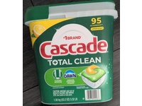 Cascade Total Clean Dishwasher Detergent, Lemon Scent, 53.2 oz/1.50 kg, Pack Of 95 - Image 3