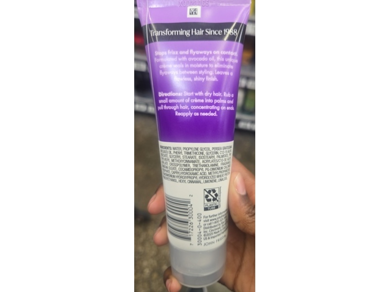 John Frieda Secret Weapon Touch-Up Cream Anti Frizz Hair Smoothing Cream, Frizz Ease , 4 fl oz/118 mL