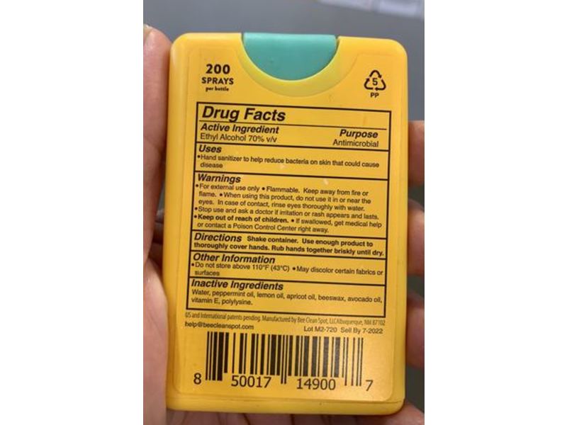 Bee Clean Beeswax Hand Sanitizer, Citrus & Peppermint, 0.67 oz/20 mL, 4 Pack