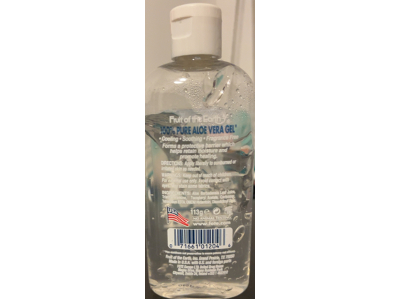 Fruit Of The Earth Aloe Vera Gel, 4 oz/113 g