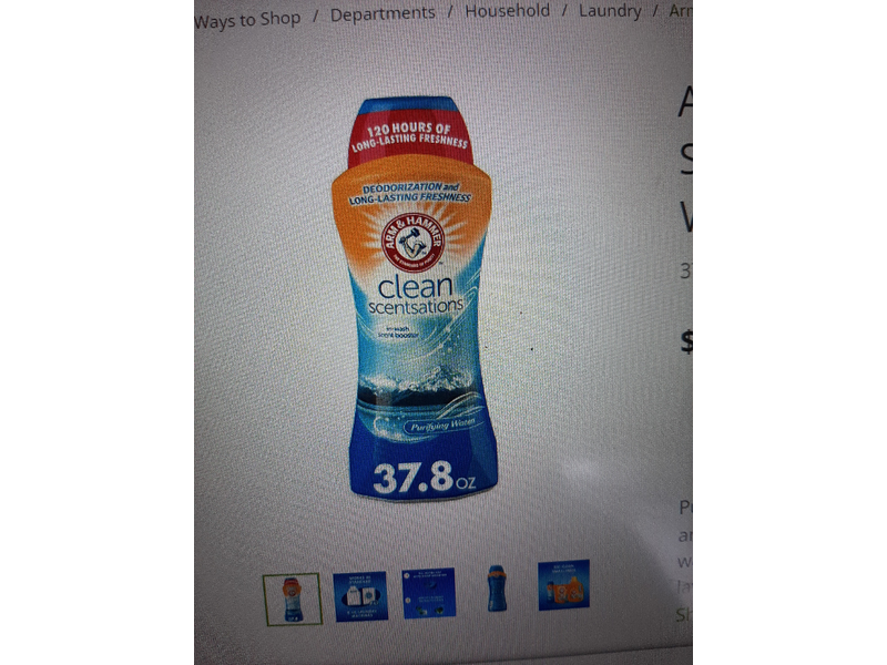 Arm & Hammer Clean Scentsations In Wash Booster, Purifying Waters, 37.8 oz