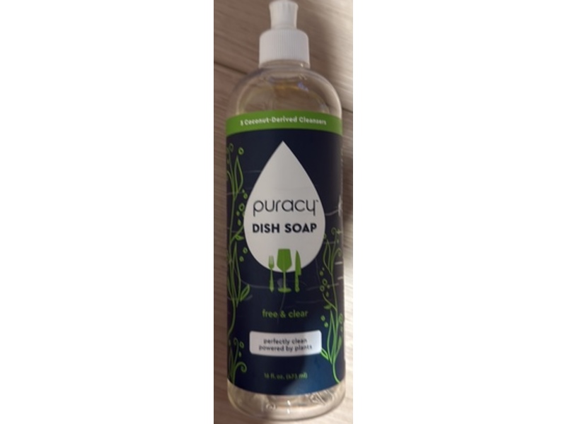 Puracy Dish Soap, Free & Clear, 16 fl oz/473 g