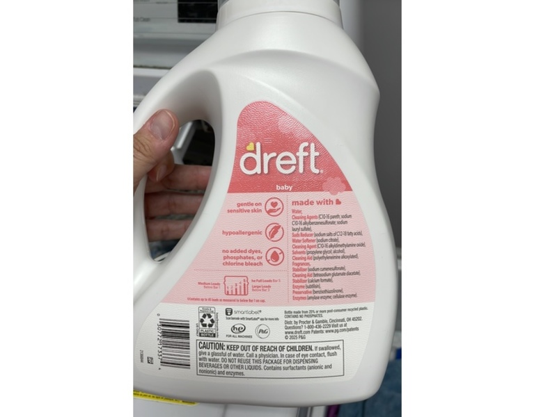 Dreft Baby Liquid Laundry Detergent, 45 loads, 60 fl oz/1.77 L