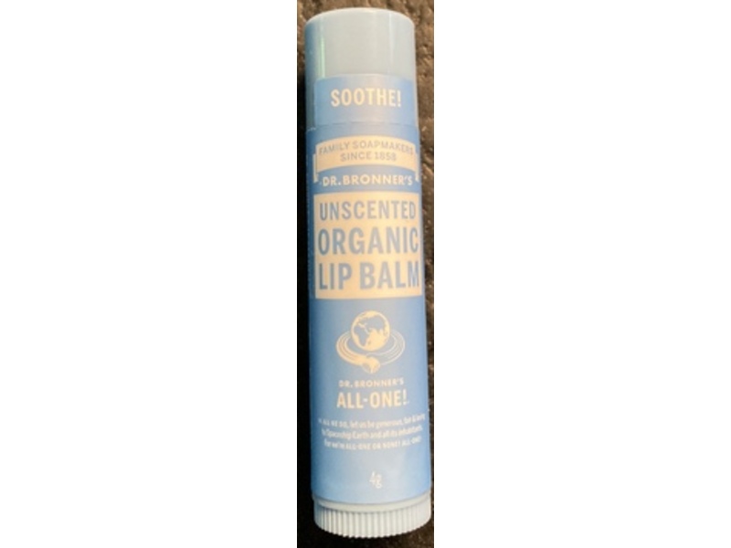 Dr. Bronner's Organic Lip Balm, Unscented, 4 g