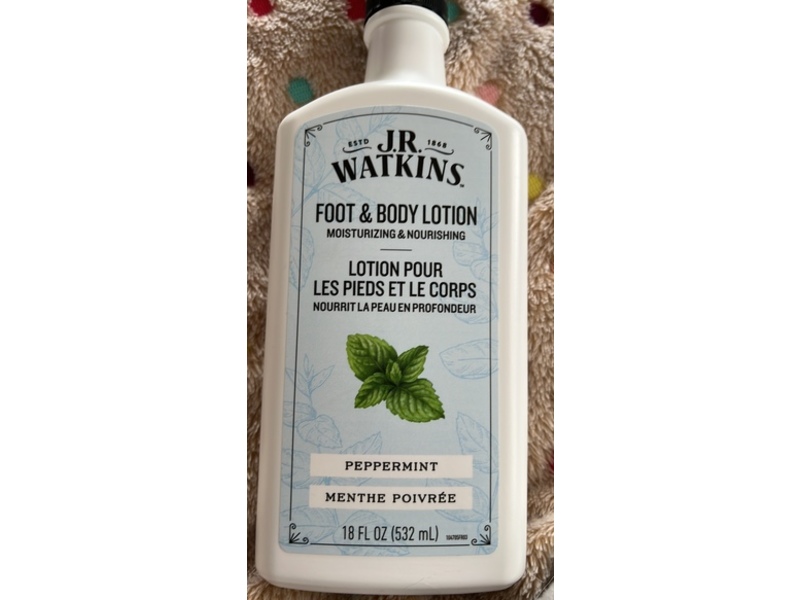 J.R Watkins. Foot & Body Lotion, Peppermint, 18 fl oz/532 mL