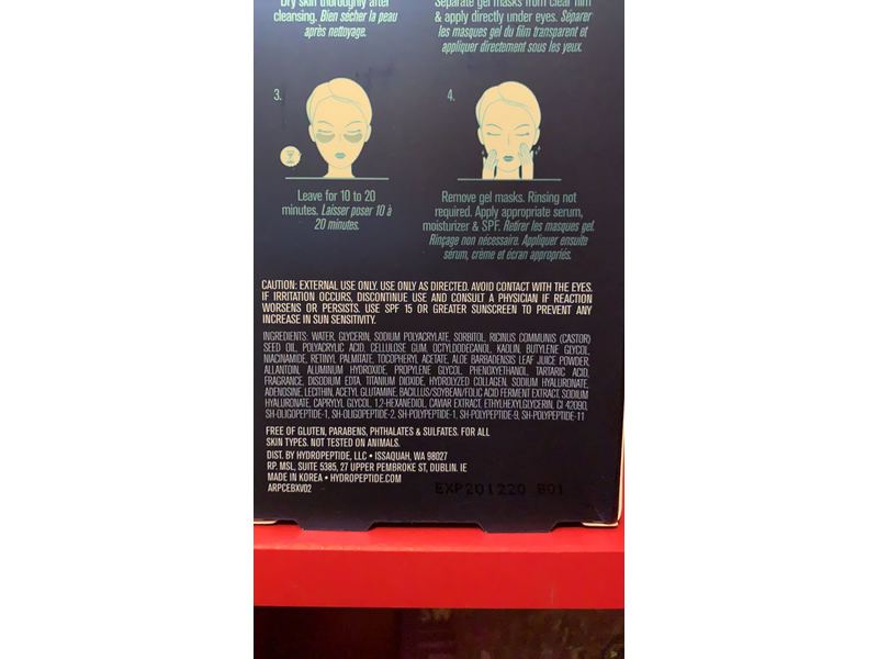 Hydropeptide Polypeptide Collagel Plus Eye Masks, Anti-Wrinkle, 8 Count