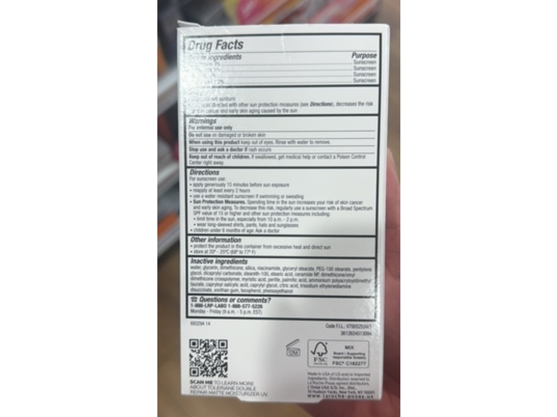 La Roche-Posay Toleriane Double Repair Matte Moisturizer UV, SPF 30, 3.38 fl oz/100 mL