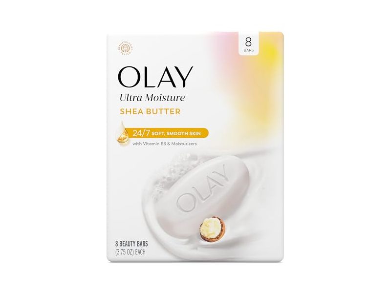 Olay Ultra Moisture Beauty Bar, Shea Butter, 3.75 oz/106 g, 8 Count