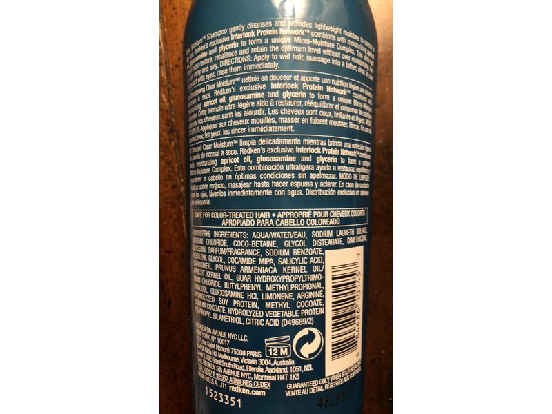 Redken Clear Moisture Shampoo, 10.1 fl oz/300 mL