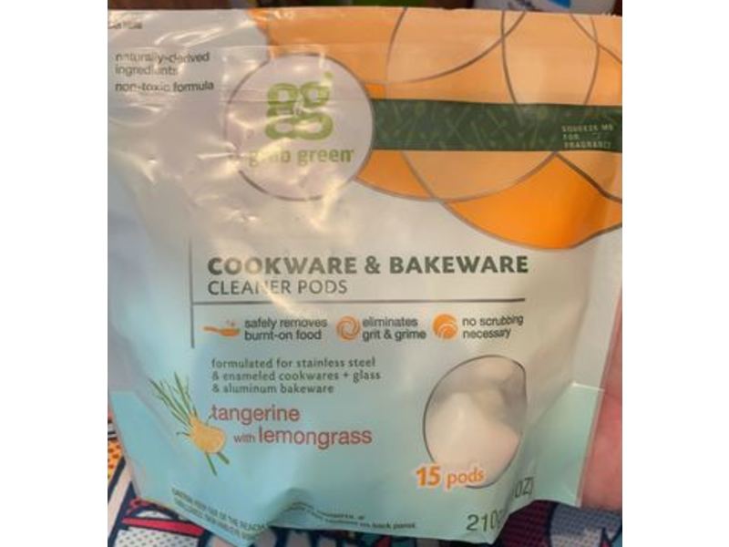 Grab Green Cookware & Bakeware Cleaner Pods, Tangerine + Lemongrass, 7.4 oz/210 g, 15 Count