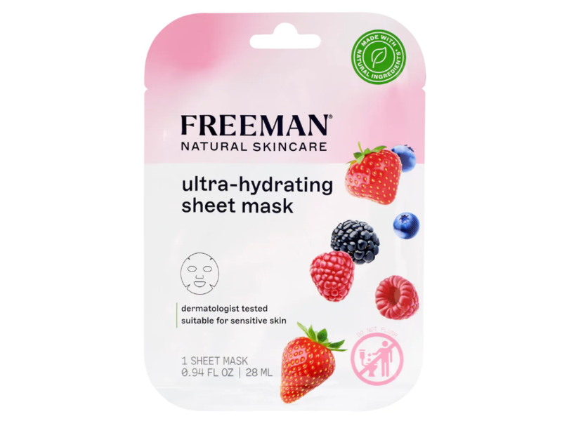 Freeman Ultra Hydrating Sheet Mask, Hyaluronic Acid, 0.94 fl oz/28 mL, 1 Count