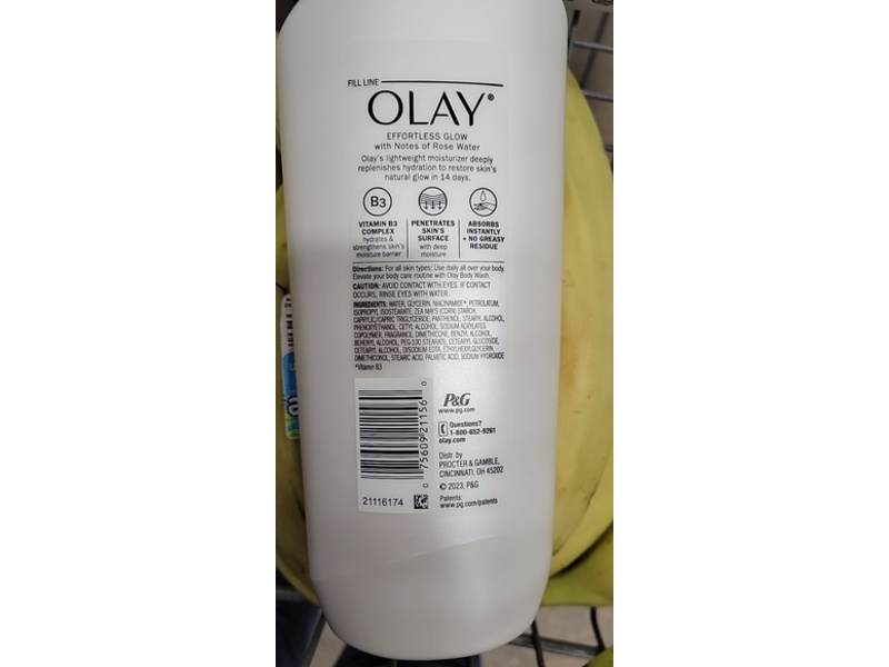 Olay Effortless Glow Body Lotion, Rose Water, 18 fl oz/532 mL