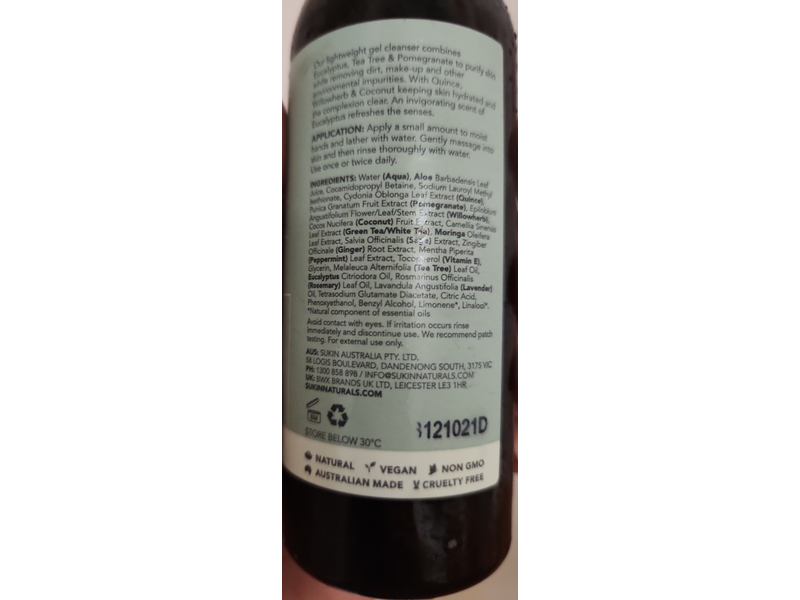 Sukin Blemish Clearing Facial Wash, 4.23 fl oz/125 mL