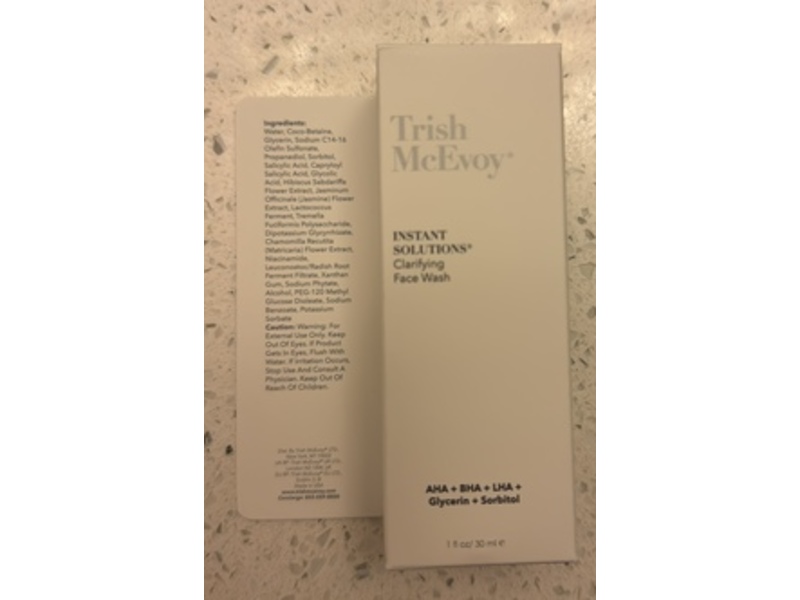 Trish Mcevoy Instant Solutions Clarifying Face Wash, AHA + BHA + LHA + Glycerin & Sorbitol, 1 fl oz/30 mL