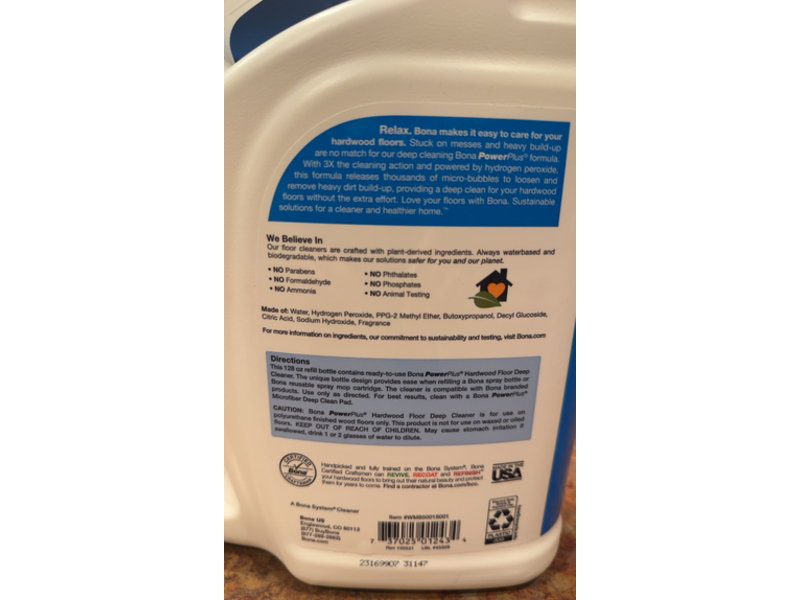 Bona Hardwood Floor Deep Cleaner, 128 fl oz/3.78 L