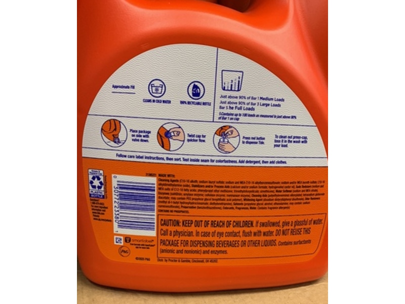 Tide+ UtraOxi White & Bright Liquid Laundry Detergent, 100 Loads, 128 fl oz/3.78 L