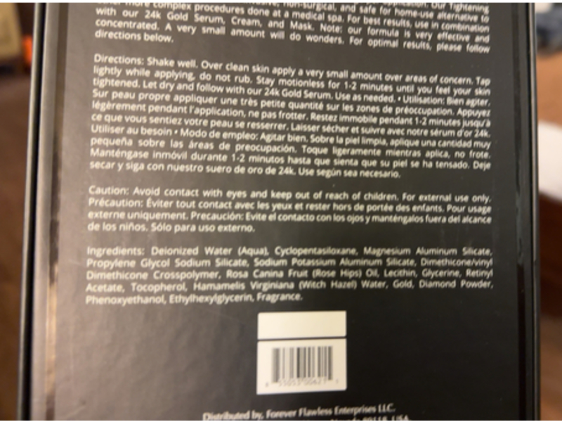 Forever Flawless Diamond Infused 24K Gold Instant Tightening Complex, 0.34 fl oz/10 mL