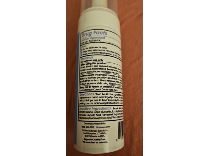 Dickinson’s Witch Hazel Clear Skin Exfoliating Bubble Toner, 0.5% Salicylic Acid Treatment + Glycolic Acid & Pha, 5 fl oz/147 mL