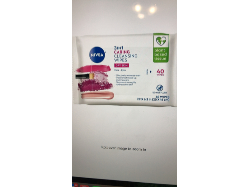 Nivea 3 In 1 Caring Cleansing Wipes, Dry Skin, 40 Count