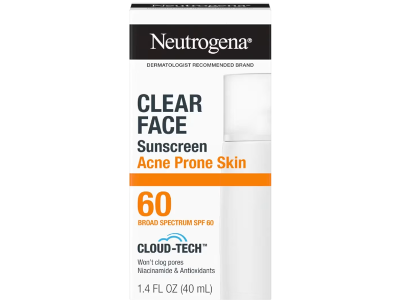 Neutrogena Clear Face Sunscreen, SPF 60. 1.4 fl oz/40 mL