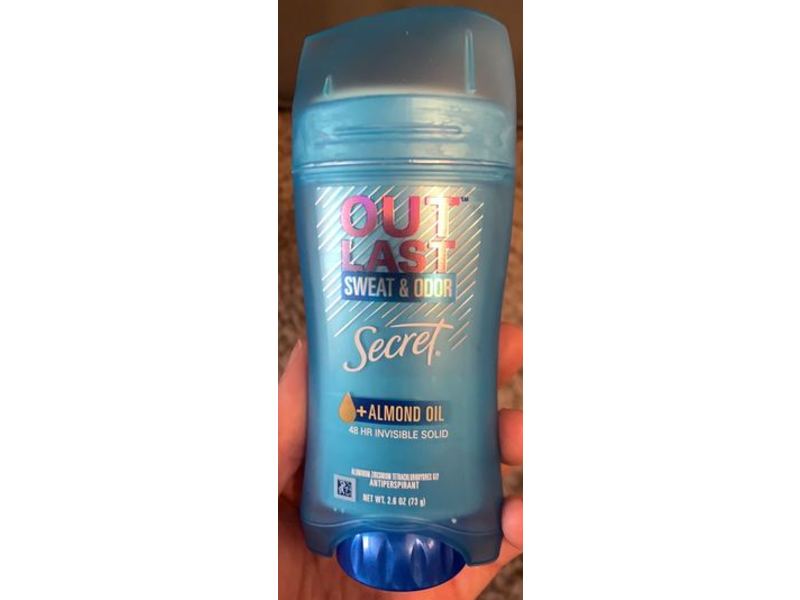 Secret Outlast Sweat & Odor Invisible Solid Deodorant, +Almond Oil, 2.6 oz/73 g